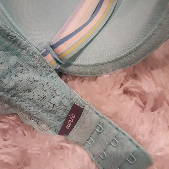 Aerie turquoise bra, candy stripe straps - Picture 3 of 4